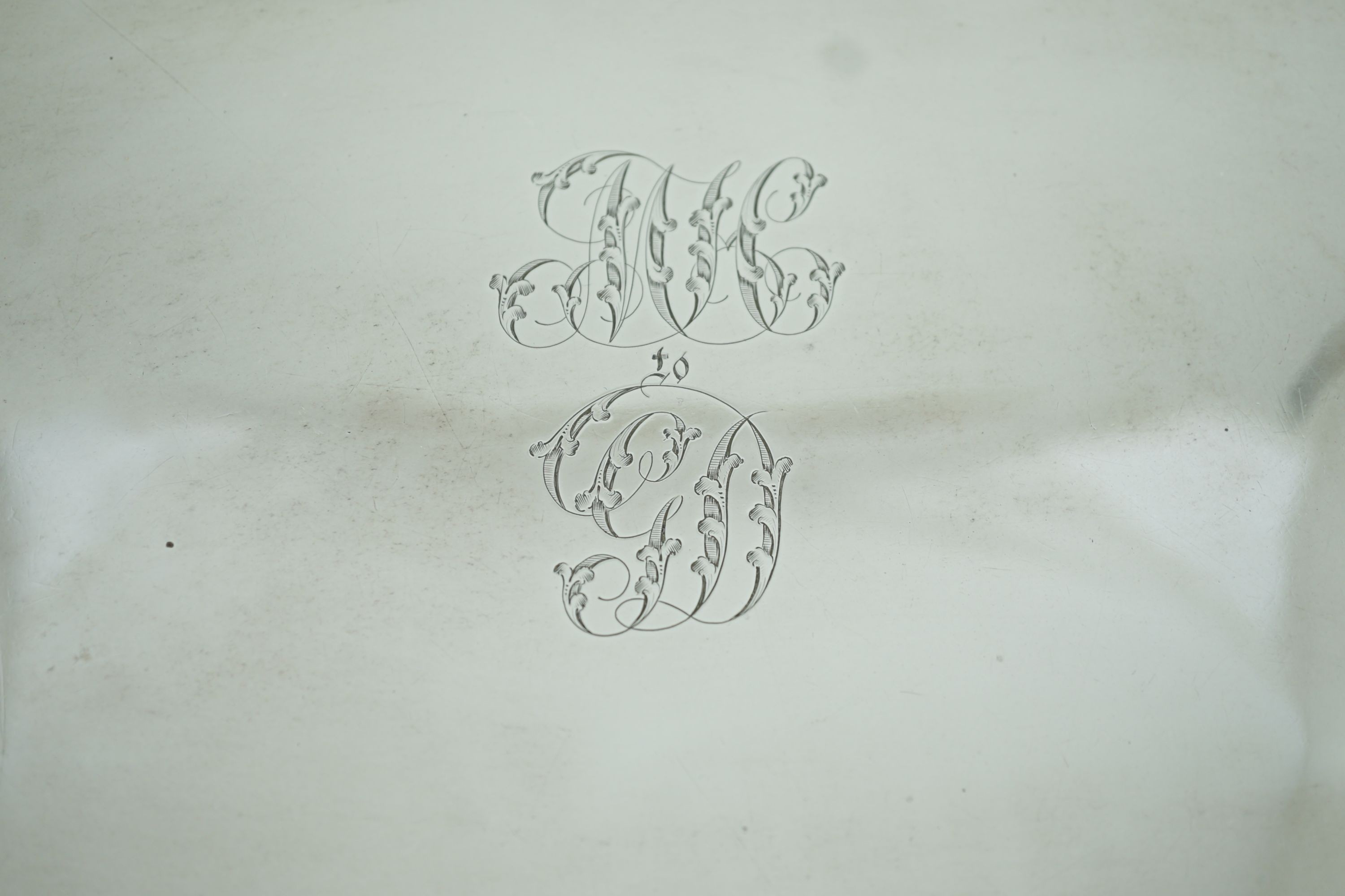 A George IV silver two-handled rounded rectangular tea tray, by The Barnards